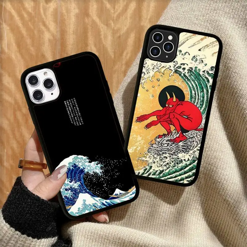 

Japanese Wave Anime Dragon Phone Case Silicone PC+TPU Case for iPhone 11 12 13 Pro Max 8 7 6 Plus X SE XR Hard Fundas