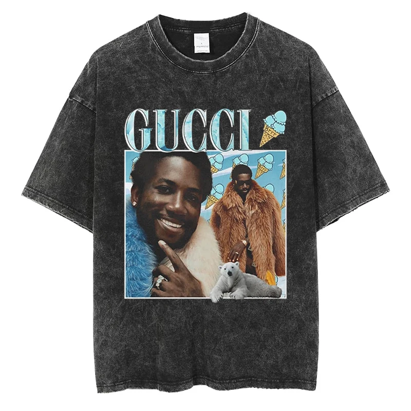 

Hip Hop Rap Gucci Mane-Graphic T-shirt High Quality Cotton Oversized Short Sleeve Tees Black Fashion Men Women Streetwear Shirt