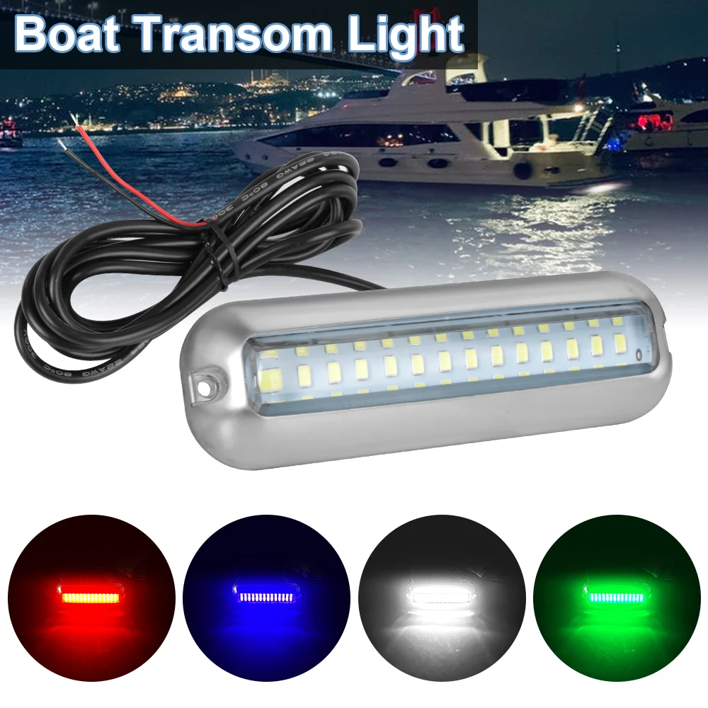 

Marine Boat Underwater Pontoon Transom Lamp Boat Transom Light Stainless Steel Waterproof 50W 42 LEDs Universal Blue/White/Red