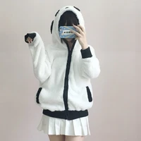 kawaii panda ear plush hoodies women new fashion long sleeve loose sweatshirts 2021 spring autumn y2k indie cute vintage hoodies