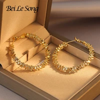 european ladies round punk hoop earrings for women fashion simple gold color jewelry hiphop rock metal earrings party wife gift