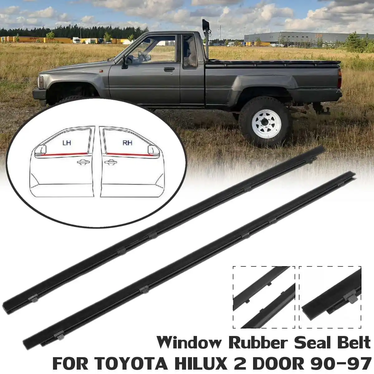 

2 шт., резиновые уплотнительные ленты для TOYOTA HILUX 2 DOOR 1990 1991 1992-1993