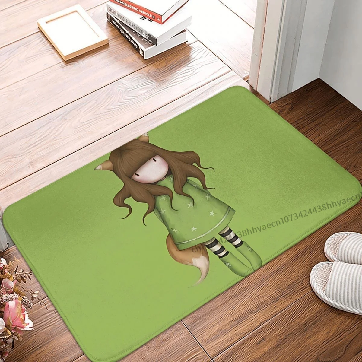 

Милый нескользящий Придверный коврик для девушек с рисунком манги, коврик для гостиной, коврик для прихожей с рисунком лисы, домашний декоративный коврик