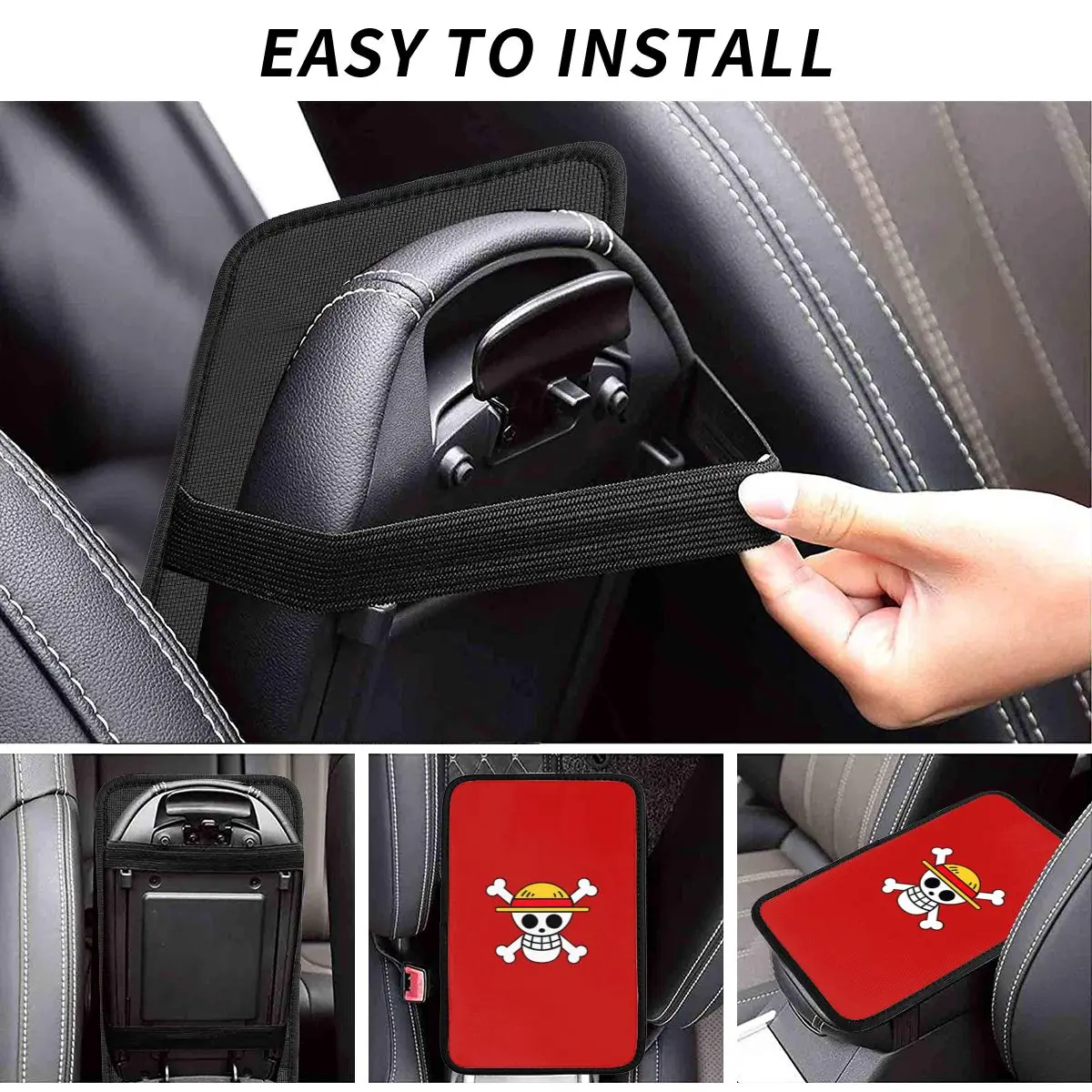 Чехол для автомобильного подлокотника кожаный цельный коврик с черепом