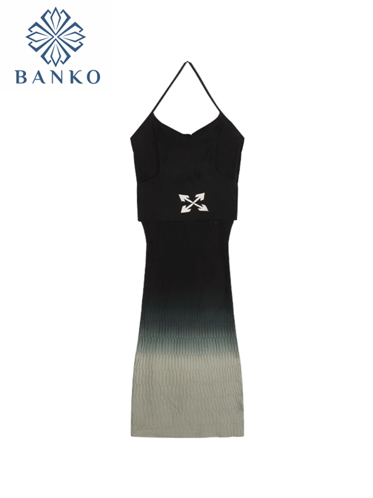 

Knitted Sleeveless Backless Slim Sexy Maxi Dress 2022 Summer Women Party Y2K Bodycon Halter Vestidos Streetwear Gothic Clothing