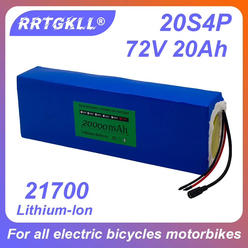 

New 72V 20Ah 21700 Li-ion battery for e-bikes e-scooters golf carts with built-in 50A BMS compatible up to 3600W motor