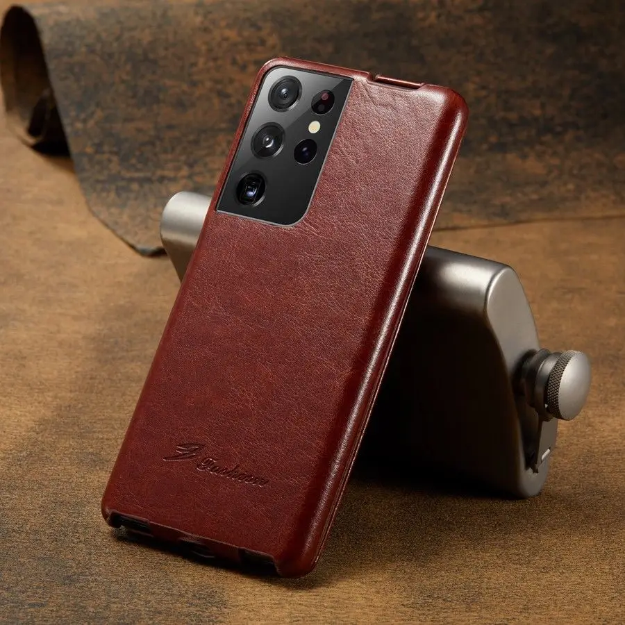 Vertical Flip Leather Cover Case for Samsung Galaxy S21 Plus S22 Ultra with Gift Free Screen Protector Fundas Coque