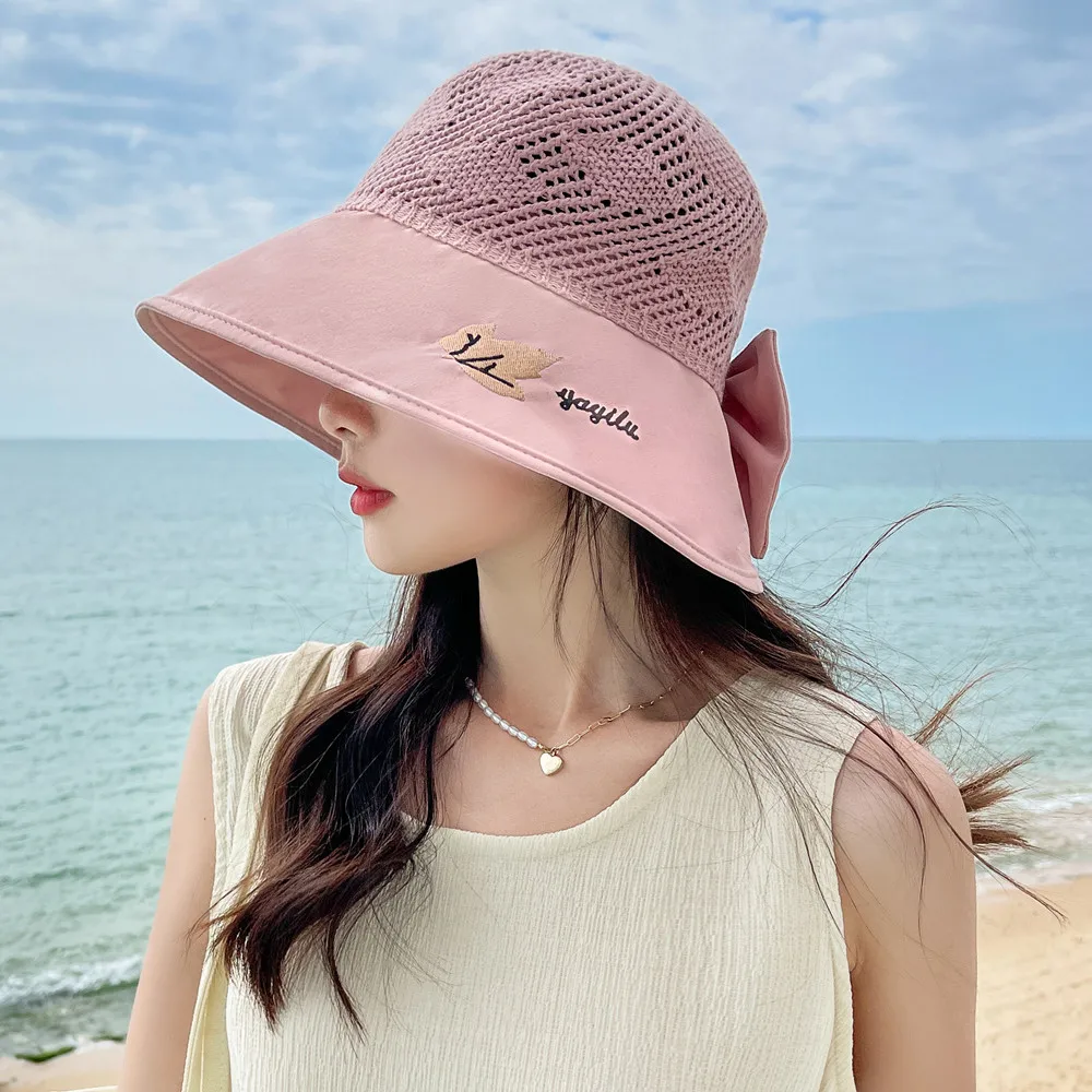 

New Summer Hats For Women Fashion Wide Brim Maple Leaf Pattern Design Sun Hat Sun Protection Travel Beach Bucket Hat