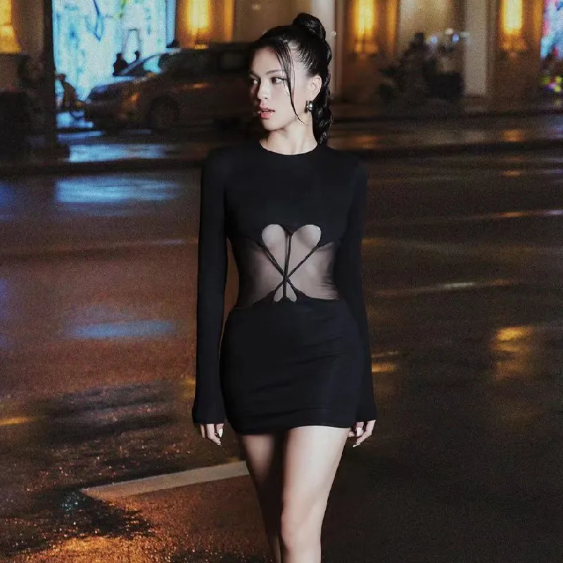 

Платье-мини женское демисезонное Облегающее с принтом и длинным рукавом