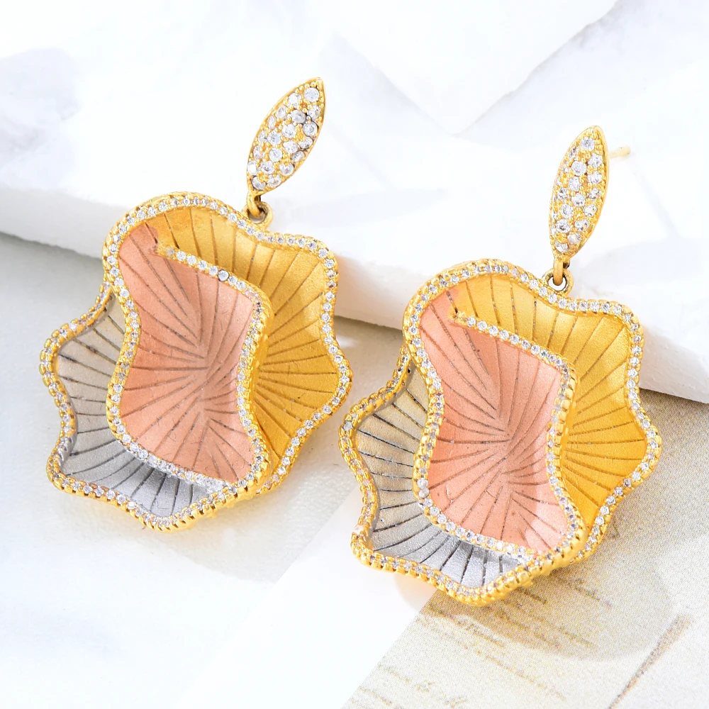 

Jimbora 2022 Famous Brand Luxury Twist Belt Dangle Earrings Trendy Zircon Wedding Engagement Party Dubai New Earrings for women