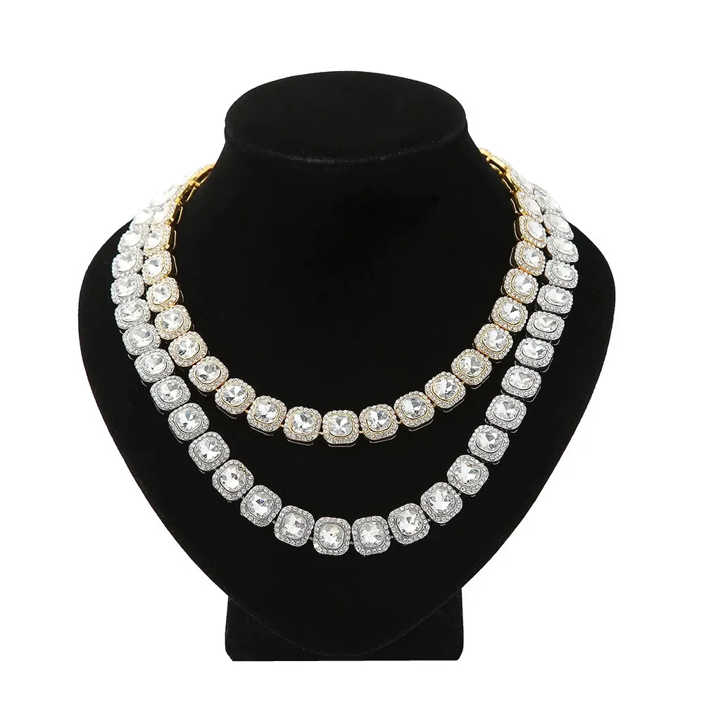 

Men Women Hip Hop Chain Necklace 12.5mm Width Square Chain Iced Out Bling Bling HipHop Necklaces Fashion Charm Jewelry