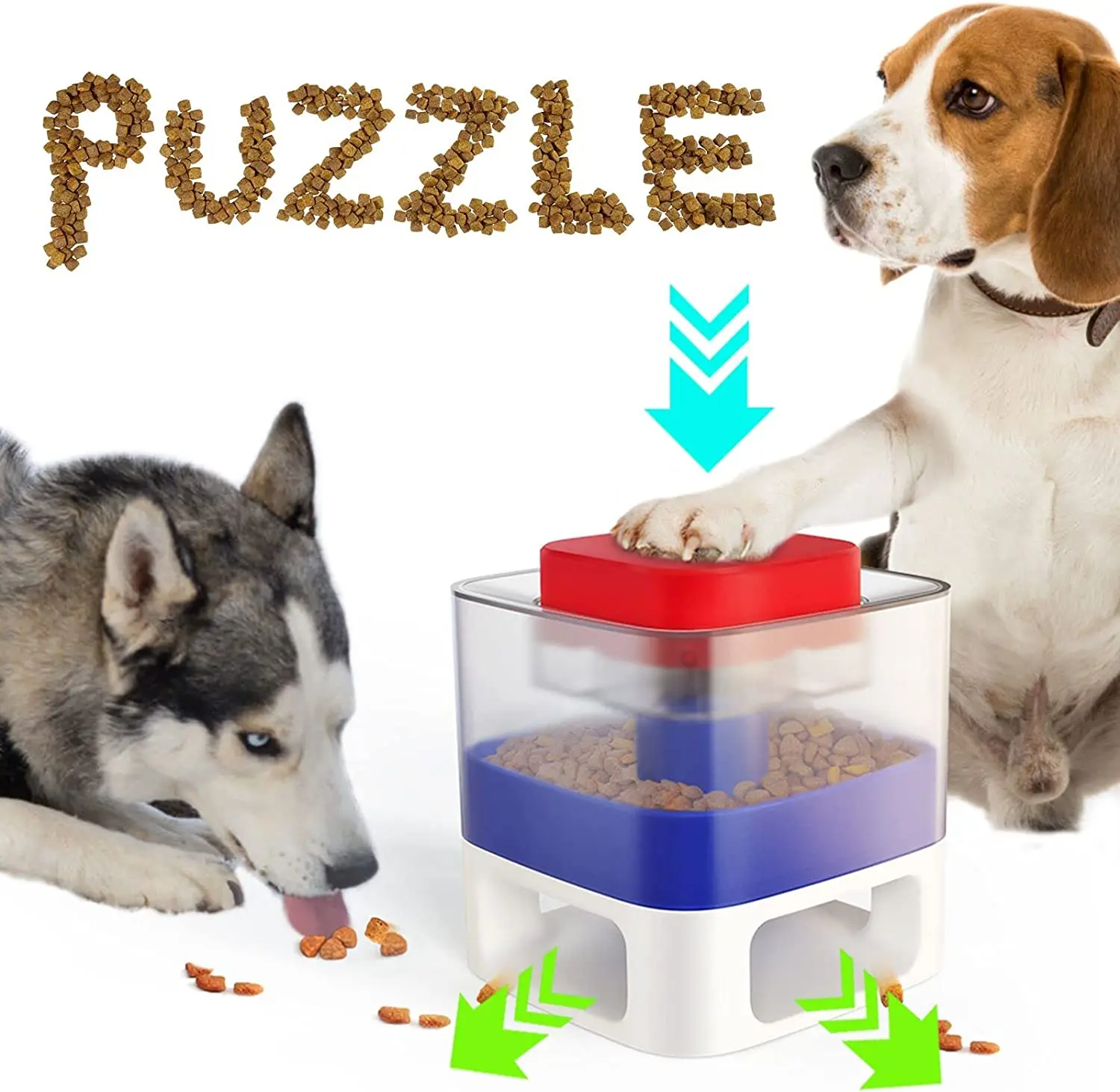 

ATUBAN Dog Puzzle Toy Dogs Brain Stimulation Mentally Stimulating Toys Puppy Treat Food Dispenser Level-2 Interactive Game Gift