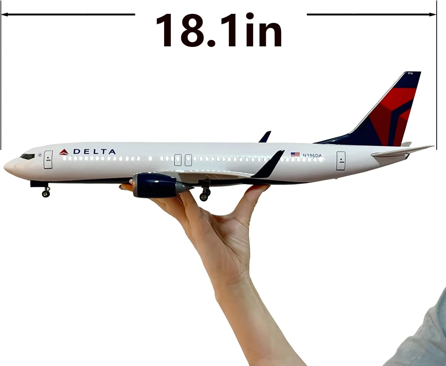 Delta Air Lines Airbus B737 Модель самолета 47 см масштаб 1:142 со светодиодной подсветкой на