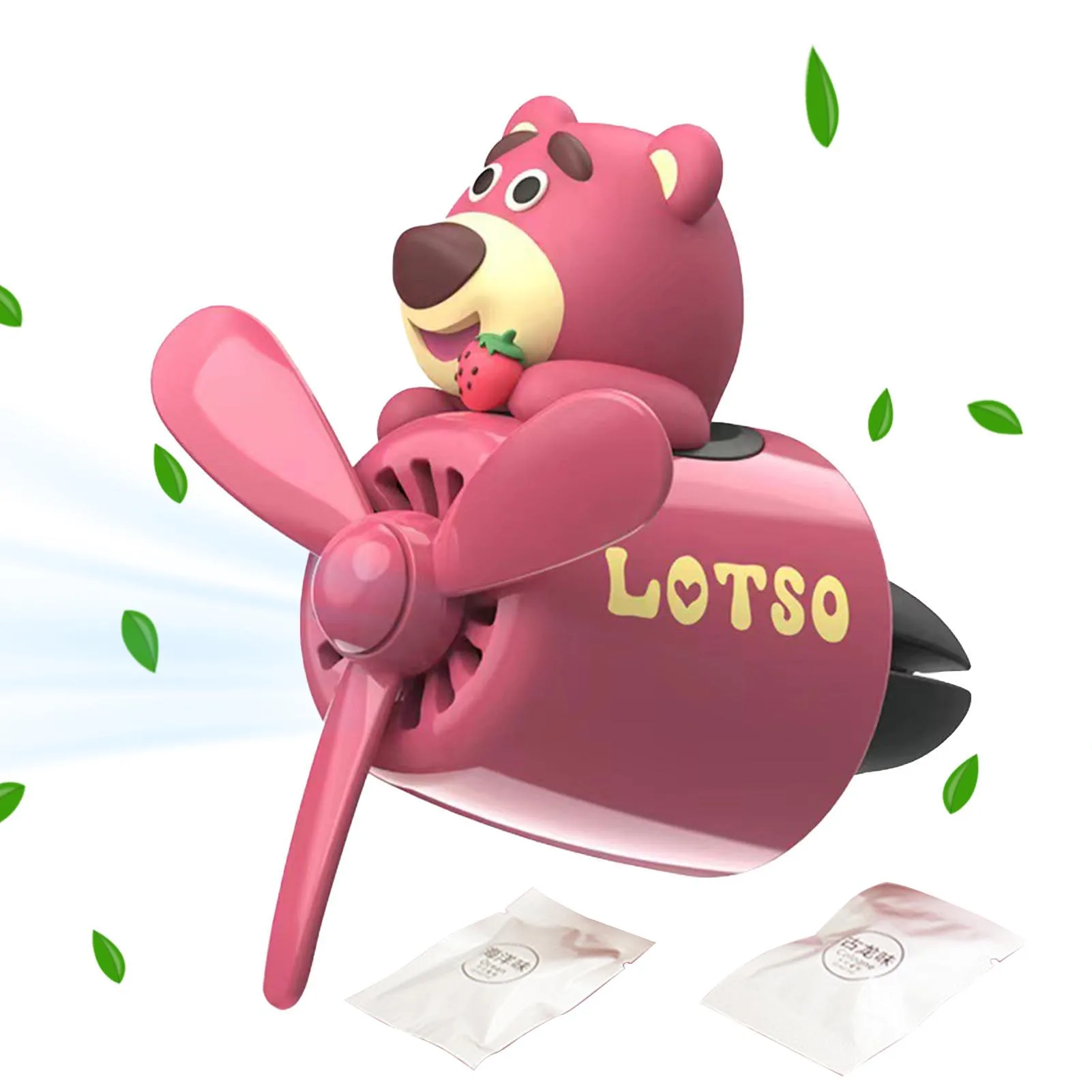 

Car Air Freshener Strawberry Bear Pilot Rotating Propeller Outlet Fragrance Ornament Auto Accessories Interior Perfume Diffuser