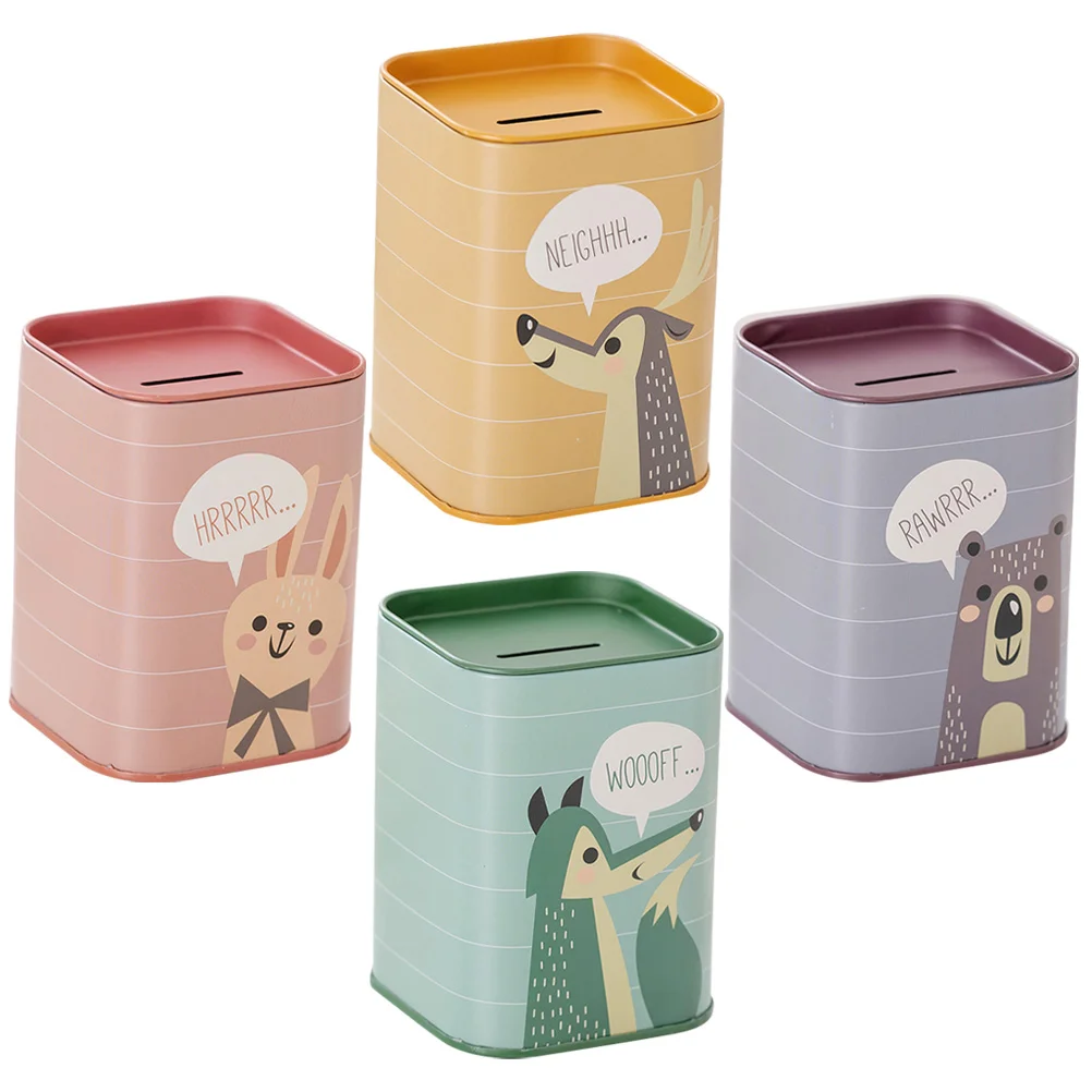 

Tinplate Piggy Bank Cartoon Pattern Coin Container Money Box Saving Jar Holder Kids Boy Baby Gifts