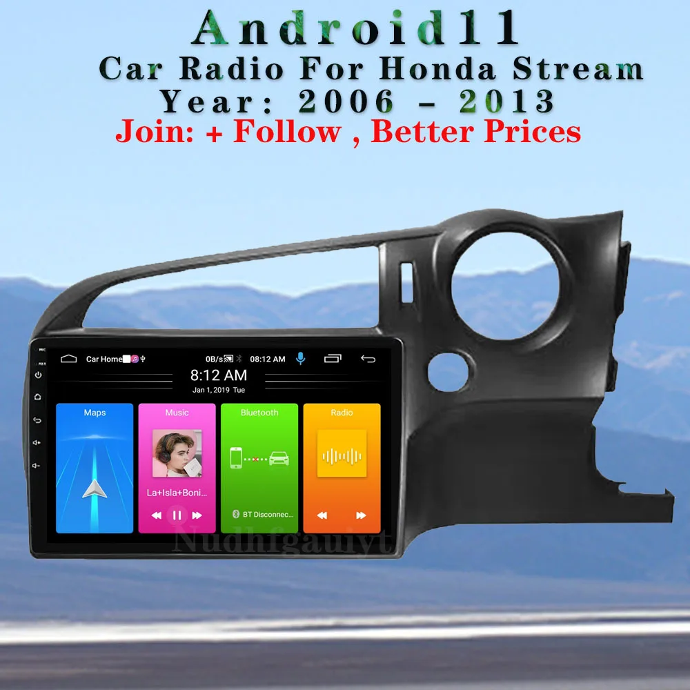 

For Honda Stream 2006-2013 Android 11 Radio Car Video System Bluetooth Multimedia Player WIFI GPS Navigation Wireless Carplay