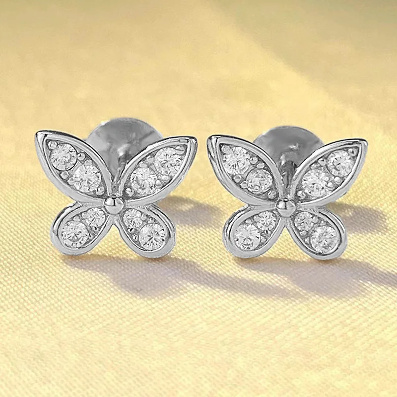 

Новинка 2023, изысканные серьги-бабочки из серебра пробы с полностью алмазным покрытием, модные Универсальные роскошные женские серьги