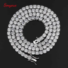 Smyoue 4mm Moissanite Tennis Chain Necklace Sparkling Lab Diamond Necklace Fine Jewelry Certificated 100% S925 Sterling Silver