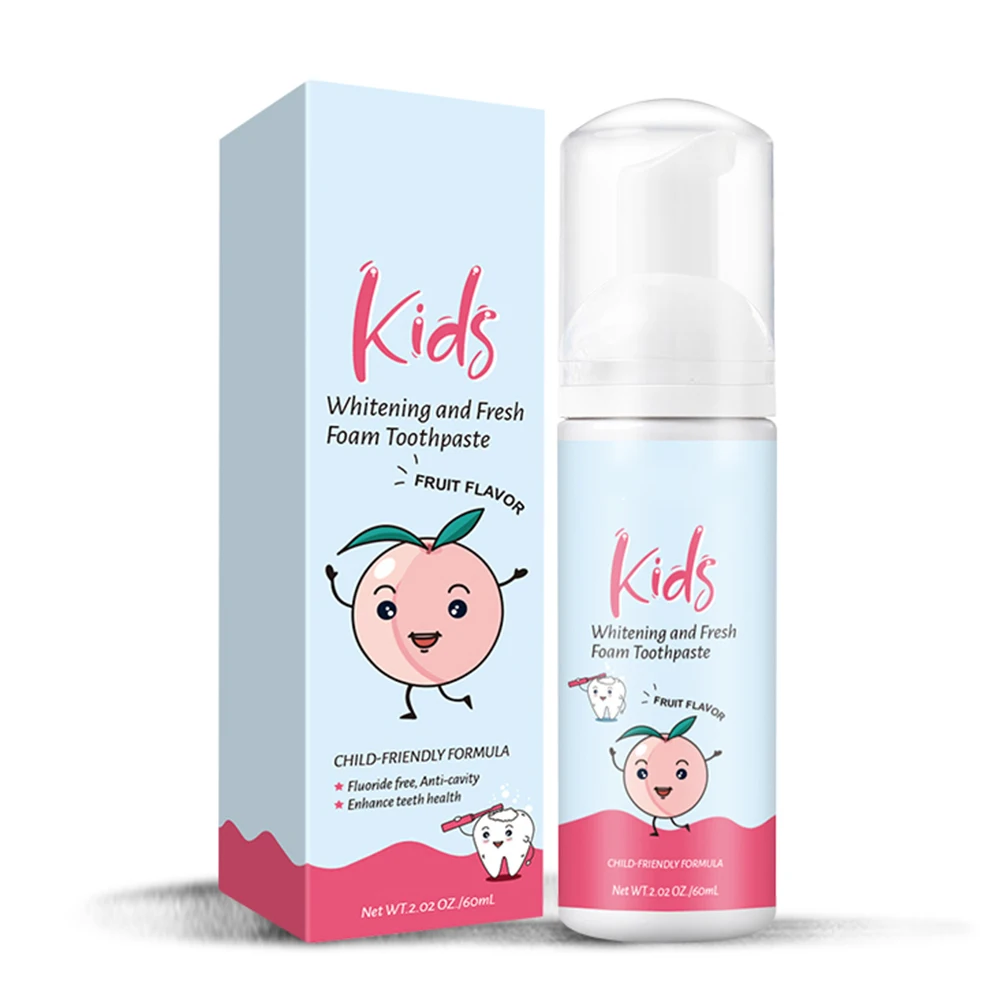 60ml Kids Foam Toothpaste Toothbrush Peach Flavor Teeth Stains Removal Whitening Mousse Reduce Bad Breath for Kids Children
60ml Kids Foam Toothpaste Toothbrush Peach Flavor Teeth Stains Removal Whitening Mousse Reduce Bad Breath for Kids Children