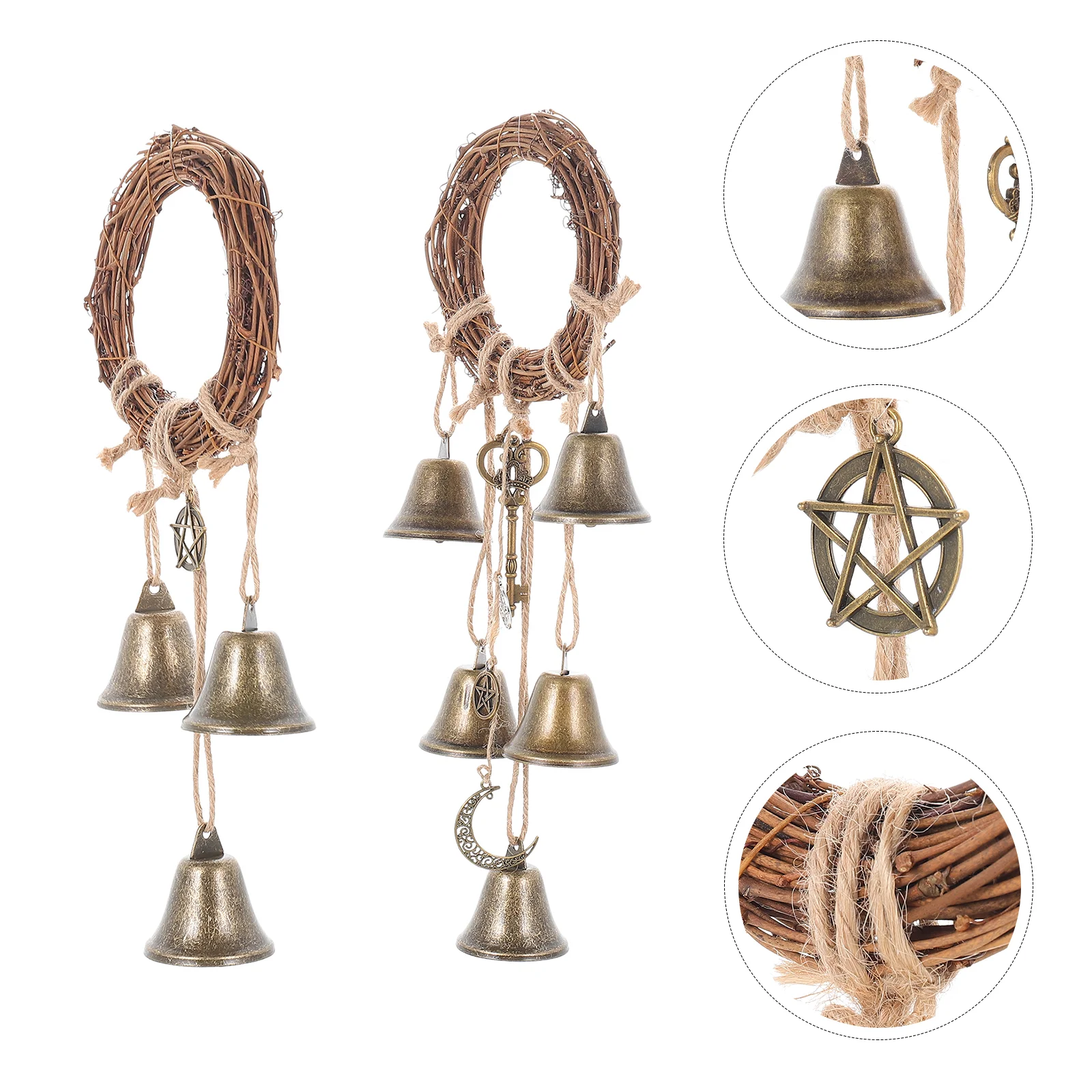 

Wind Wreath Bell Chime Bells Door Grapevinehanging Twig Ring Grape Chimes Metal Vines Wooden Wreaths Decor Outdoor Knob Rattan