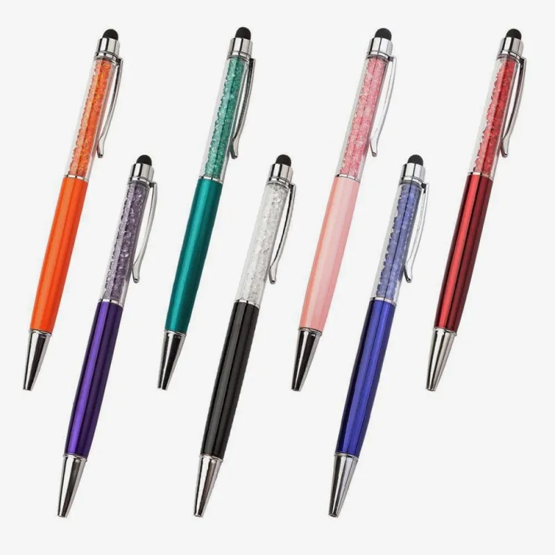

50Pcs/Lot Crystal Metal Ballpoint Pen Fashion Creative Stylus Touch for Writing Stationery Office School Gift Free Custom Logo