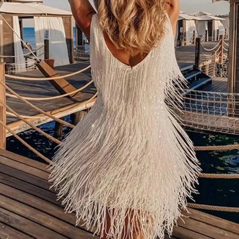 Temperament Sexy Fringe Hip Wrap Dress Female Women Dress Solid Color Night Club