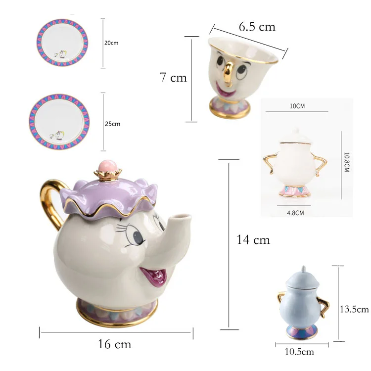 Чайный набор с милым мультяшным рисунком Красавица и чудовище кофейный чайный