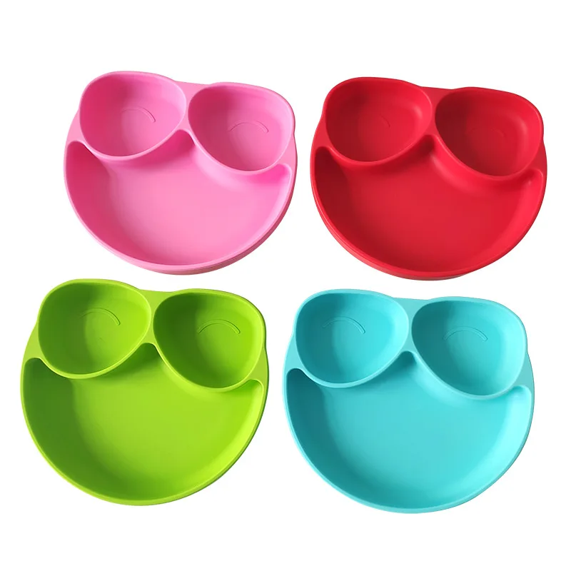 Cute Frog Shape Baby Feeding Plates Solid Soft Silicone Sucker Infant Food Container Children Dishes Eating Kids Tableware Plate