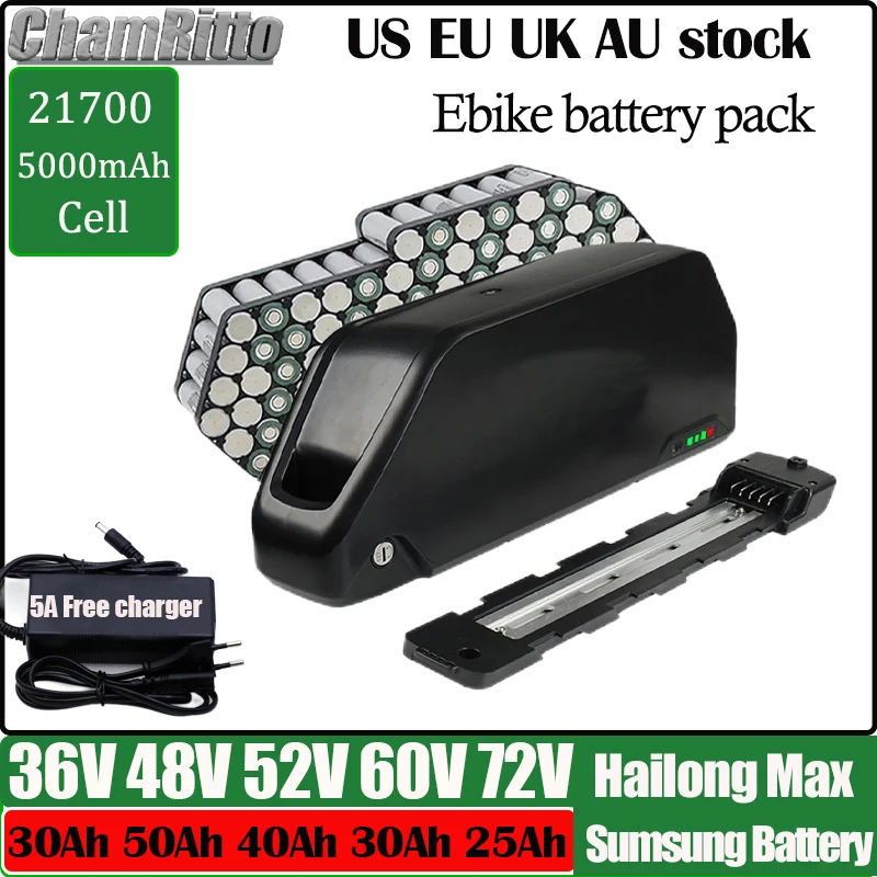 Литиевая батарея для электровелосипеда 48 В 25 Ач 50 30 40 72 в 52 36 21700 двигателя 2000 Вт 1000