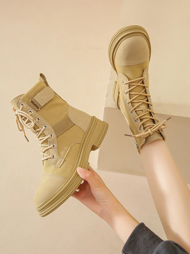 

Женские кожаные ботинки, ботильоны на шнуровке, на плоской подошве, с круглым носком, в стиле «Лолита», осень 2022