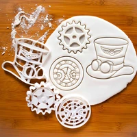 1pc gear clock hat cookie cutter mould baking tool fondant frosting sandwich biscuit cutting die baking cake decorating tools