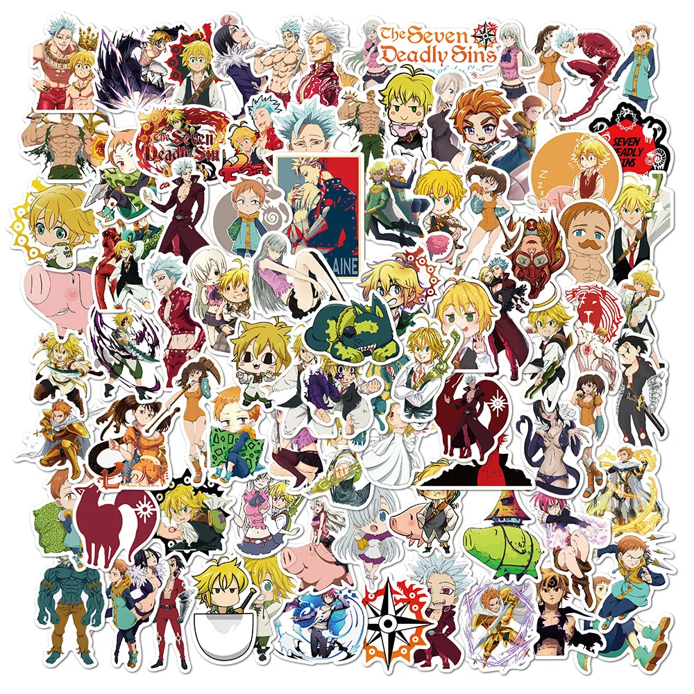 

100PCS Anime The Seven Deadly Sins Graffiti Stickers For Laptop Notebook Skateboard Computer Luggage Decals Sticker Toy