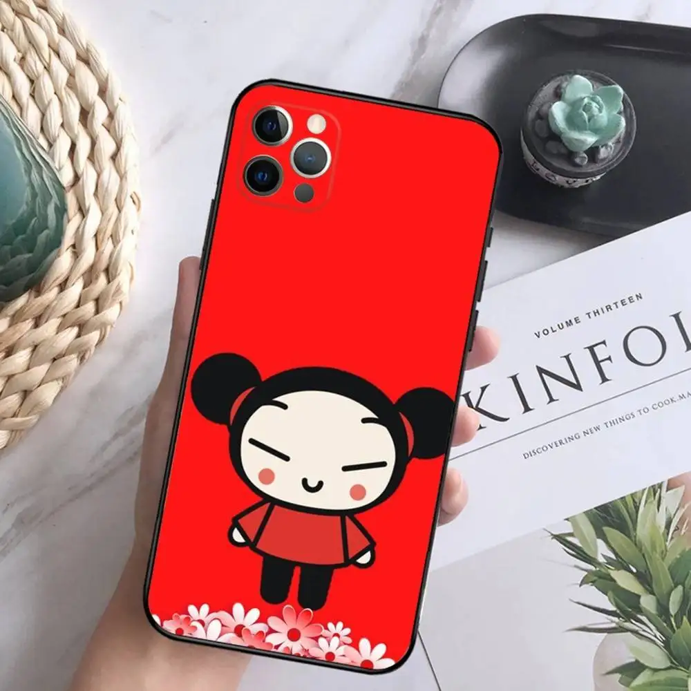 Чехол для телефона с рисунком P-Pucca для iPhone 16,15,14,13, 12 Mini 11 Pro XR, X, XS, MAX 7, 8 Plus, силиконовый чехол, мягкий черный (art.: 3920d0a87beeb) - 3920d0a87beeb