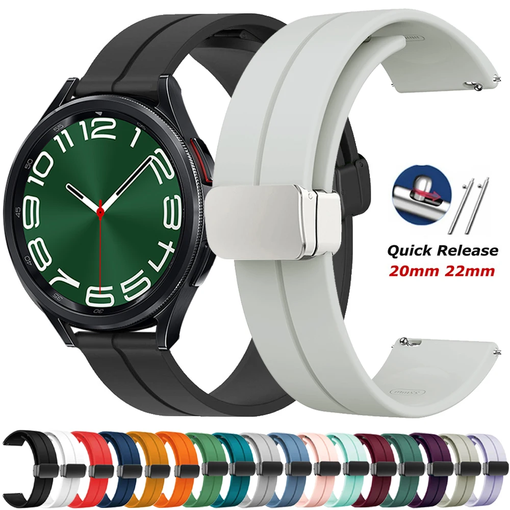 

20mm 22mm D-Buckle Silicone Spotrs Band for Samsung Galaxy Watch 6 Classic 47mm 43mm Watch 6 5 4 40mm 44mm Quick Fit Loop Strap