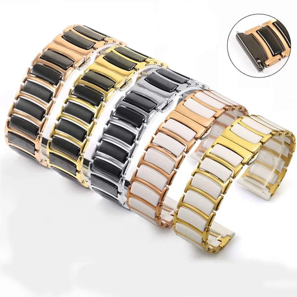 for apple watch 7 6 band 44mm 40mm 45mm 41mm se strap series 5 4 luxury Ceramics Stainless Steel Business Bracelet for iwatch 3