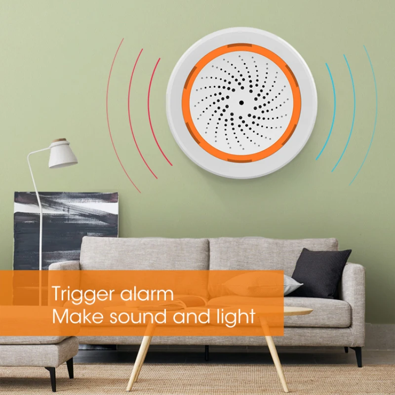 Звукосветильник Tuya ZigBee 3 0 2 в 1 встроенная сирена 90 дБ дистанционное управление