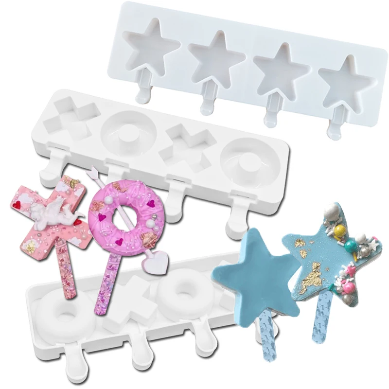 

4 Cavities Star Christmas Tree Ice Cream Silicone Mold Rabbit Popsicle Pineapple Ice Cube Tray Pudding Mold Gifts Kitchen Tool