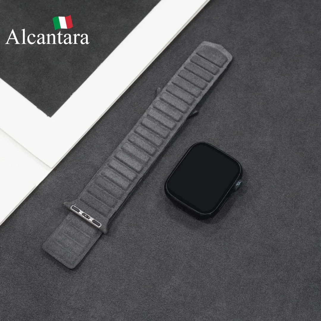 Фото Подлинный итальянский кожаный ремешок из алькантары для Apple Watch 38 40 42 44 45 46 49 мм iWatch 10 9 8 7 5 6 4 3 SE браслет №4