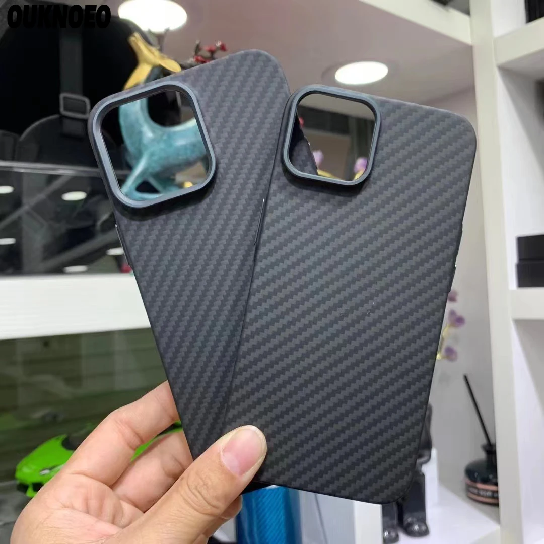 

Чехол для телефона из углеродного волокна для iPhone 14 Pro Max 14 Plus Ультратонкий матовый ударопрочный металлический защитный чехол с кольцом для ...