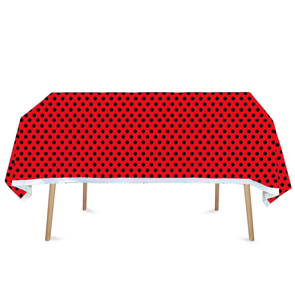 

Ladybug Theme Tablecloth Birthday Decorations Baby Share Disposable Packaging Cutlery Balloon Banner Kids Love Party Supplies