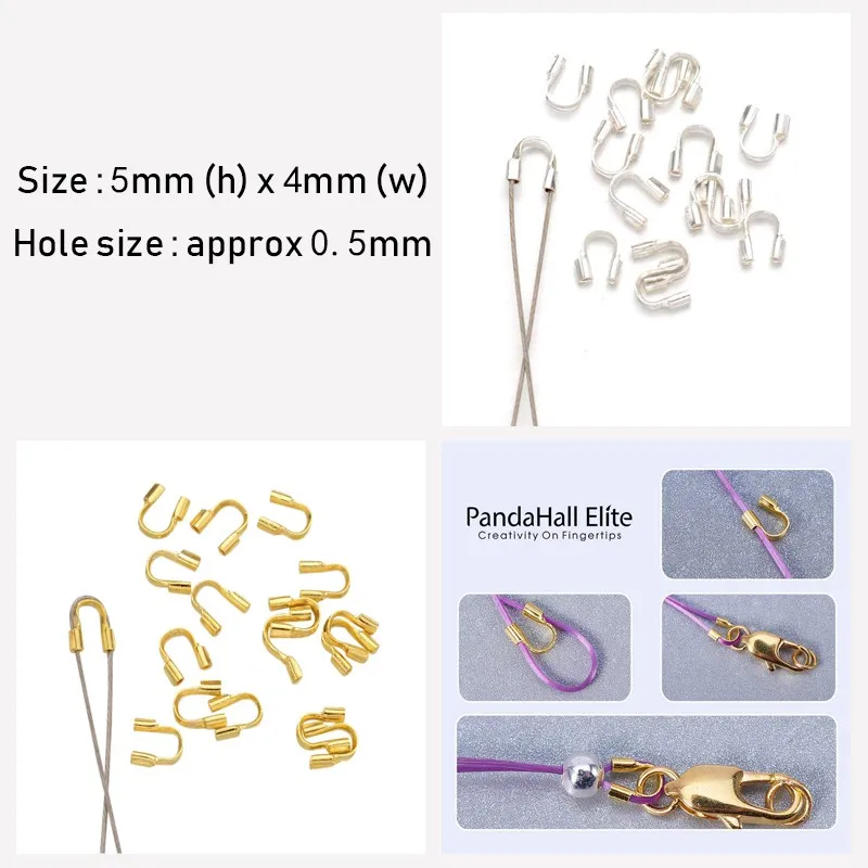 

NBEADS 100pcs Brass Wire Guardian Cable String Thimbles Wire Protector Wire Terminators Clasp Cover End Tip Beads 5x4mm
