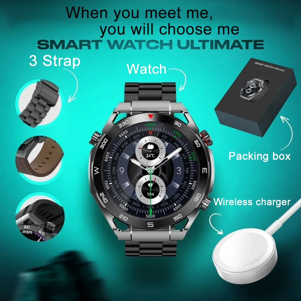 

2023 New Business Ultimate Smart Watch For Huawei Men Bluetooth Call Compass NFC 100 Sprots Smartwatch Waterproof Watches IOS