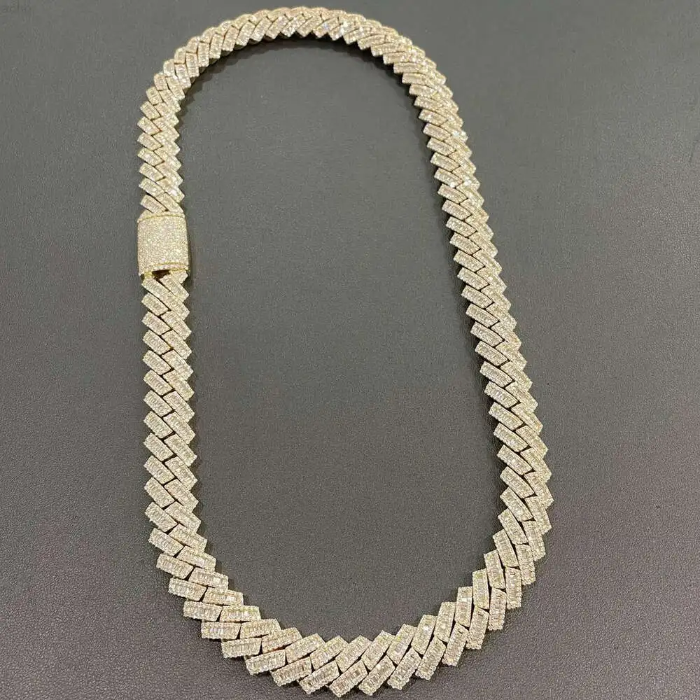 Ожерелье из кубинской цепи с муассанитом 14 мм