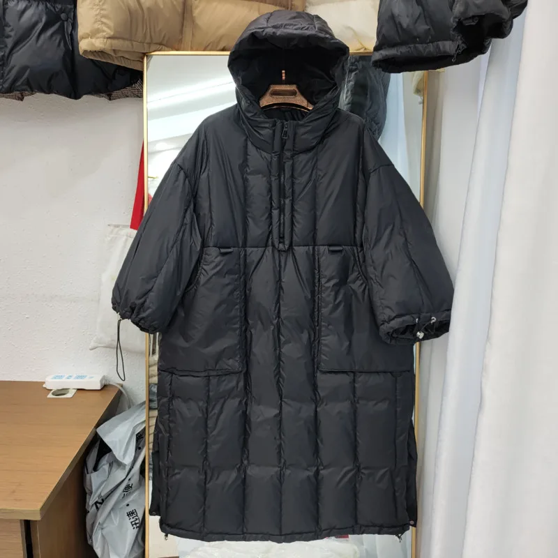 Women White Duck Down Long Jacket Loose Oversized Hooded Coat Autumn Winter Outerwear 2022 Down Coats Casual Long Clothes Female