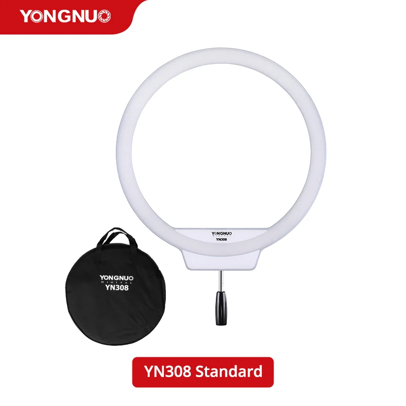 

Кольцевой светильник для селфи YongNuo YN308, 3200K ~ 5500K, двухцветный светодиодный светильник для видеосъемки, беспроводной пульт дистанционного уп...