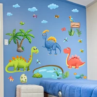 shijuehezi dinosaurs animals wall stickers diy cartoon birds tree mural decals for kids rooms baby bedroom home decoration