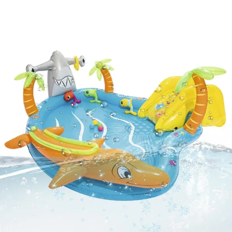 

Dinosaur Inflatable Swimming Pool Play Center Pool For Kids Dinosaur Fountain Outdoor Sprinkler Mat Water Slide Summer Water Toy