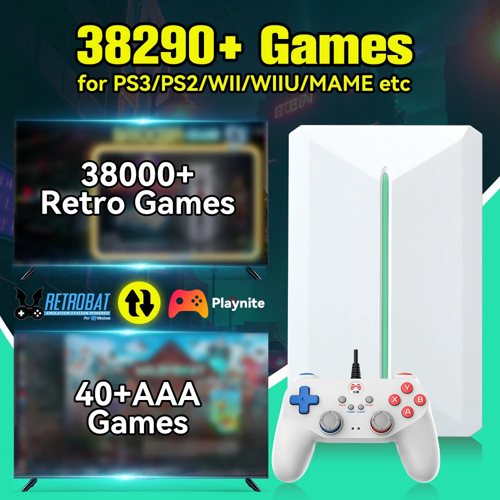 Игровой жесткий диск в стиле ретро для ПК с Windows Retrobat&ampPlaynite OS 38200+игры и 42 AAA