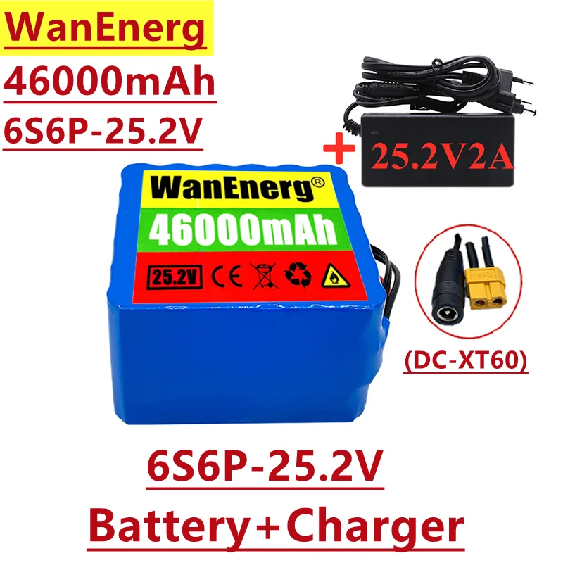 

6s6p18650 lithium battery pack, 25.2v/24v 46000mAh, suitable for electric bicycle and electric wheelchair, with built-in BMS