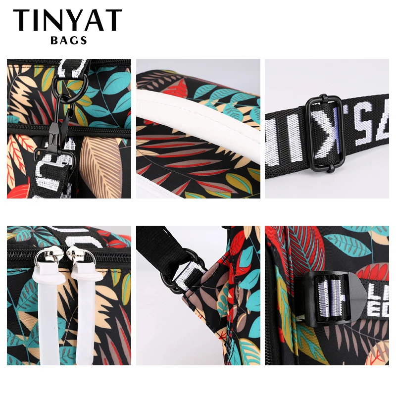Женская дорожная сумка TINYAT с принтом в виде листьев дорожный рюкзак для выходных